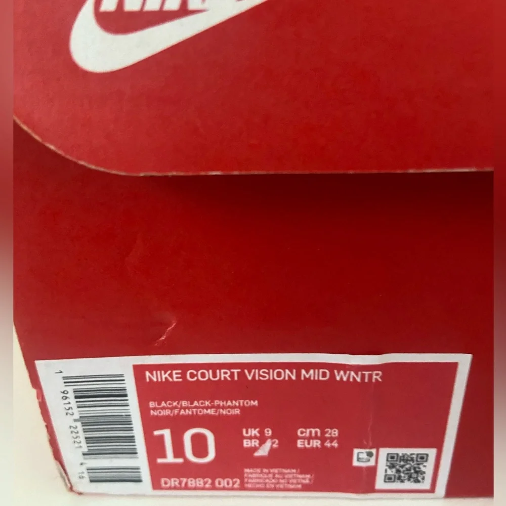 NIB Nike Court Vision Mid Black Phantom Mens Sneakers Size 10 DR7882 002